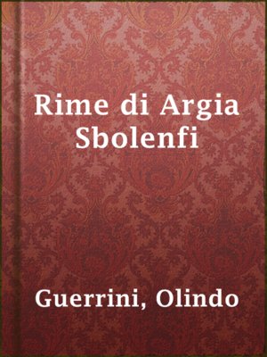 cover image of Rime di Argia Sbolenfi